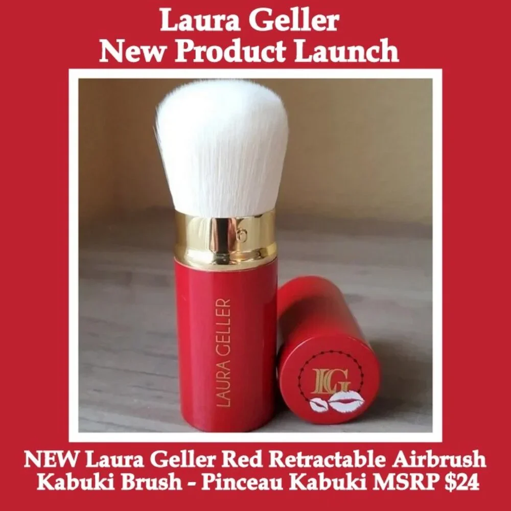 NEW Laura Geller Holiday Red Retractable Airbrush Kabuki Brush Plastic Seal NWOB